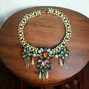Elegant Multicolor Statement Necklace.  Colourful Bib Necklace